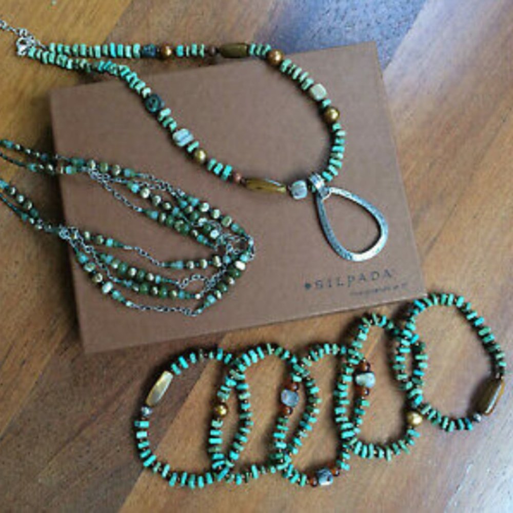 Silpada Set Howlite Pendant, Necklace & Bracelets